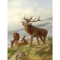 РЕПРОДУКЦИИ НА КАРТИНИ Ревящ елен и сърни (1871)